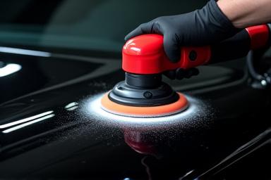 Polisseuse en action sur carrosserie